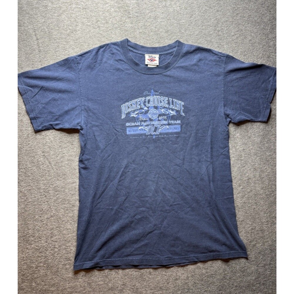 Vtg  DISNEY CRUISE Line Shirt Ocean Navigation Mickey Mouse Graphic Blue Sz L